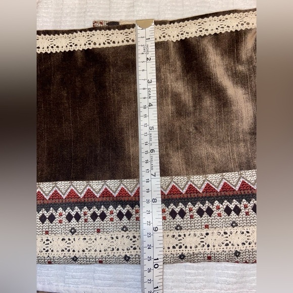Women’s Hand Made brown Velvety Corduroy Fabric‎ crossbody Bag, cotton lace - Picture 8 of 14